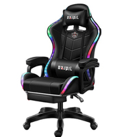 Chaise de Gaming en cuir PU pour ordinateur, fauteuil de Gamer, fait à la main, rvb, lumières et haut-parleurs, offre spéciale