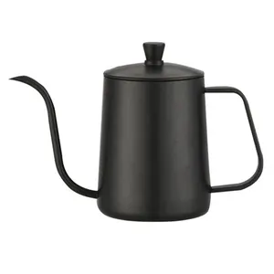 Bouilloire à café à col de cygne, à Long bec, en acier inoxydable, bouilloire à goutte à main, Pot noir, Pour thé et café, 600ml