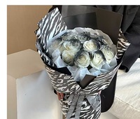 Papier d'emballage pour fleurs de style coréen, rayé et imperméable, pour bouquets de roses