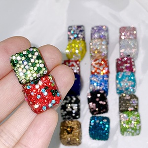 2025 New Arrival Colorful 14mm Cube <b>Sparkle</b> Acrylic Rhinestone Beads Wholesale Beaded Pen Jewelry Making Plastic & Lucite Beads - Product Image 4