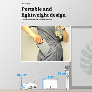 Mô hình mới kênh kép có thể sạc lại giá rẻ <span class=keywords><strong>UHF</strong></span> Micro không dây với chức năng Bluetooth cho bên ngoài trời - Product Image 6