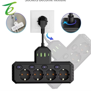 Multiprise standard européenne transfrontalière, convertisseur 1 vers 4 avec interrupteur, prise USB et câble court, alimentation européenne - Product Image 2