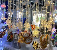 Guirlande lumineuse en forme de gouttelettes pour fenêtre, décoration de fête de l'Aïd al-Fitr, motif étoile et lune, thème islamique