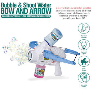 Pistolet à eau en plastique avec lumières, lanceur de bulles 2-en-1, jouet d'été pour enfants, rose et bleu, cadeau - Product Image 2