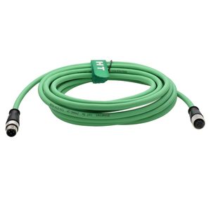 Câble Ethernet HangTon M12 4 broches Codage D Mâle vers Femelle 500 cm pour Capteur Encodeur Réseau Profinet IP65 Gaine PVC Blindée - Product Image 1
