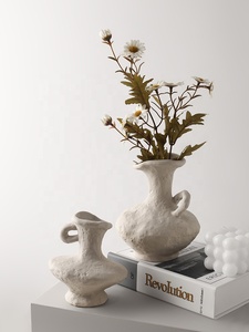 <strong>Cottage</strong> Style Hand-made Retro <strong>Pottery</strong> White Matte Ceramic Vase Plain Burned Art Flower Vase - Product Image 6