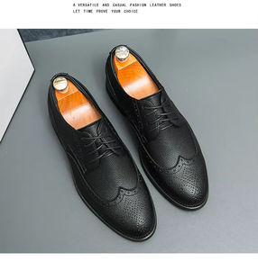 Chaussures de bureau et de conduite confortables et respirantes à bout carré en cuir souple à lacets, polyvalentes et tendance, avec semelle en caoutchouc - Product Image 5