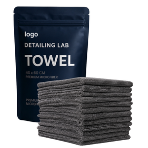 Serviette de detailing OEM sans bords 40x40cm 380GSM en microfibre premium, serviette de séchage automobile 80/20 - Product Image 4