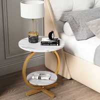 Table basse d'angle de luxe Richwell, moderne, avec plateau en marbre et structure métallique, petite table de chevet pour salon, meuble d'appoint pour canapé, mobilier de maison