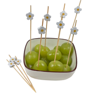 100pcs blanc fleur de prunier bambou brochette naturel Sandwich Dessert bâtons pour réunion de famille