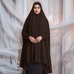 Hiyab de Gran Tamaño para Mujer Musulmana, Color Sólido, Estilo Dubai, Khimar Jazz de Doble Capa, Pañuelo Grande para la Cabeza con Mangas, Khimars de Jersey - Product Image 3