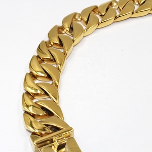 Kingtale fashion Gold Plated Stainless Steel Pet Cuban Link Dog choke Chain Collar - Product Image 4