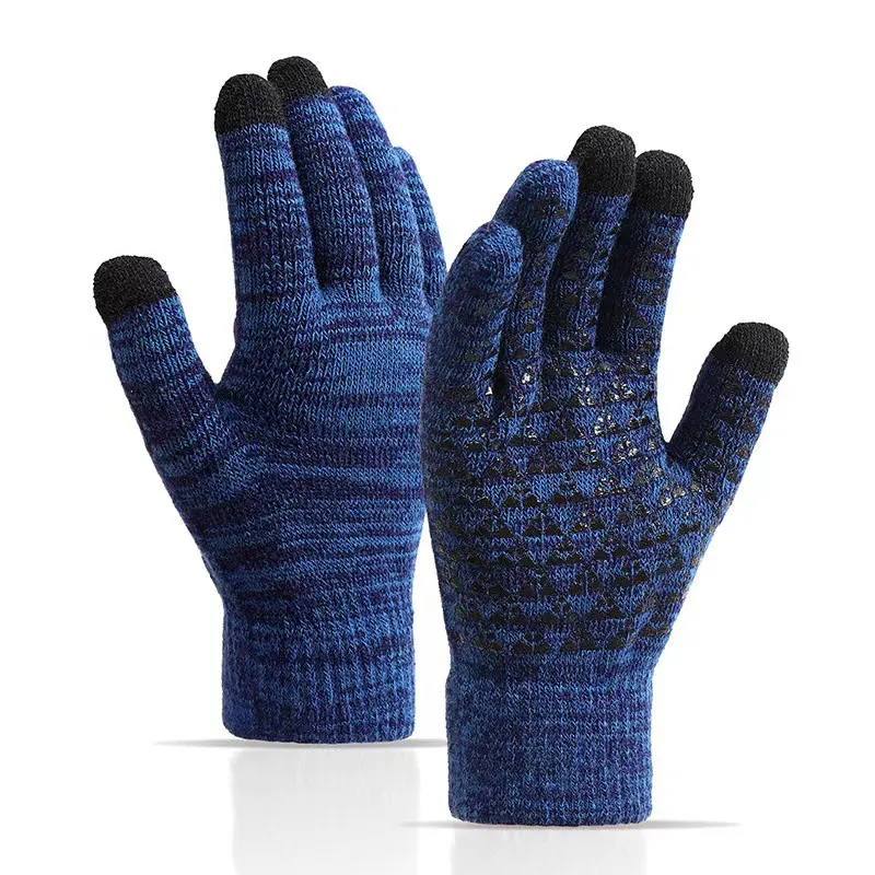 HLC515 Fashion Acrylic Knitted Wool Thicken Gloves Men Large Size Warm Touch Screen Mittens Winter Warm Non-slip Touch Gloves
