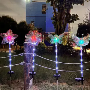 태양 나비 별 심장 꽃 조명 다채로운 광섬유 조명 태양 정원 램프 야외 안뜰 조경 램프