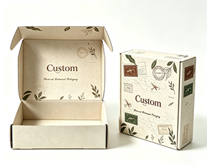 Boîte d'expédition en carton ondulé écologique à motif de timbres vintage, personnalisable avec logo, pour emballage cosmétique et beauté – Offre Spéciale - Product Image 4
