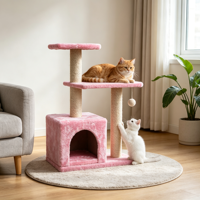 Petit arbre à chat avec poteau à gratter en sisal, niche pour chat, perchoir en peluche douce, jouet suspendu en forme de souris, tour pour chat d'intérieur pour chatons