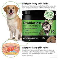 Probiotiques sans céréales et sans OGM pour chiens, friandises à mâcher molles, soulagement des allergies et des démangeaisons cutanées, 6 milliards de UFC, saveur canard, 90 friandises savoureuses