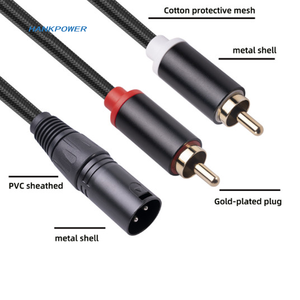อะแดปเตอร์ตัวผู้แบบ<span class=keywords><strong>2</strong></span> in 1 <span class=keywords><strong>RCA</strong></span> ตัวผู้ต่อ XLR สายเคเบิลแบบมีฉนวน<span class=keywords><strong>3</strong></span>ขาสำหรับเครื่องขยายเสียงผสมลำโพง1ม. <span class=keywords><strong>2</strong></span>ม. <span class=keywords><strong>3</strong></span>ม. - Product Image 3