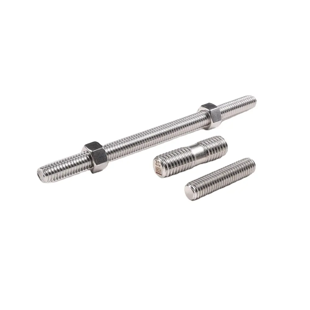 Full body or reduced shank 304 Stainless Steel Double End Threaded rod bar Stud Screw Bolt and nut 3/8