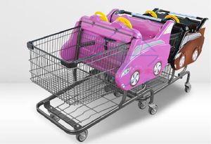 Carrito de compras de dibujos animados para niños, práctico y divertido, carrito de malla para pequeños compradores, hecho de plástico duradero, Metal, acero, PU, tienda para miembros - Product Image 2