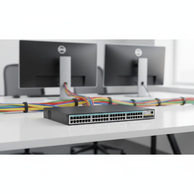 48 Port 10/100/1000M Gigabit POE QoS Rack Switch with 4 SFP Ports Stackable VLAN Support Ethernet Network Switch