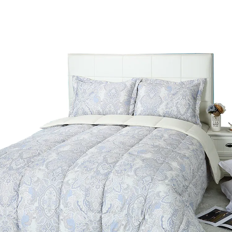 איכות מלון סיטונאי מותאם אישית מצעים דפוס כחול מודרני עיצוב מיטה מיטה