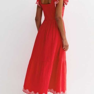 Vestido Casual de Verano para Mujer, de Lino y Algodón, con Bordado Floral, Largo Midi, Estilo Smoking, Venta Especial, Natural - Product Image 4