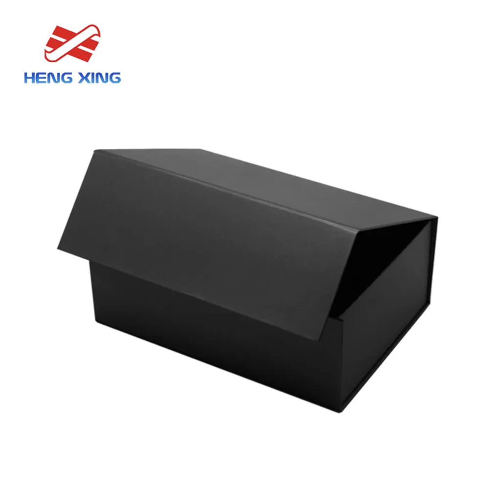 HENGXING Custom design cardboard black magnetic gift box with magnet boxes for gift pack foldable gift magnetic box