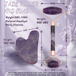 Ensemble Gua Sha 2025 : <span class=keywords><strong>Rouleau</strong></span> <span class=keywords><strong>de</strong></span> <span class=keywords><strong>jade</strong></span> pour le visage en améthyste avec cadre doré et Gua Sha en forme <span class=keywords><strong>de</strong></span> cœur en améthyste, <span class=keywords><strong>rouleau</strong></span> vibrant pour le visage pour les <span class=keywords><strong>bienfaits</strong></span> <span class=keywords><strong>de</strong></span> la peau - Product Image 3