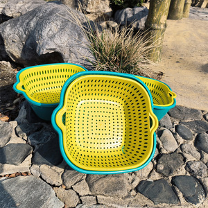 Égouttoir carré en plastique avec poignée 28x25x10cm, panier de lavage de légumes de cuisine, bac de rangement taille M - Product Image 2
