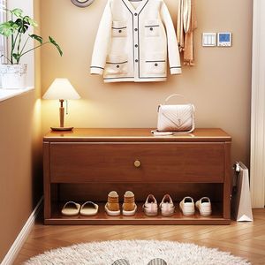 Solid Wood <b>Shoe</b> <b>Bench</b> With Drawer Entrance Hall Storage Organizer For Home Use - Product Image 2
