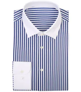 Camicia da uomo a righe business slim fit con colletto e polsino bianco a contrasto fantasia