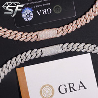 Collier Chaîne Tennis SF en Moissanite Émeraude Poire Ovale, Couleurs Mixtes, 6 Tailles de Coupe Fantaisie, Bijoux HipHop en Argent 925