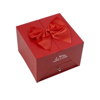TC Barato Personalizado Doble Puerta Abierta Cajón Embalaje Anillo Collar Caja San Valentín Día DE LA Madre Regalos Forma de Corazón 9 Rose Joyero