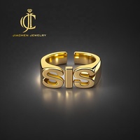 Jiachen Maßgefertigter Wasserdichter Klassischer Legierungs-Rhodium 18K Gold Offener Verstellbarer Sisterhood Collection Unisex Mode-Schmuckring