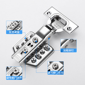 บานพับสแตนเลสหรูหราสีเงิน ตู้เสื้อผ้า บานประตูตู้ บานพับสปริงไฮดรอลิกแบบเปิดขวา ติดตั้งง่าย GQK - Product Image 2