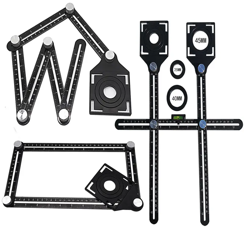 다기능 고정밀 타일 유물 6 배 눈금자 로케이터 범용 구멍 개방 장치 위치 펀치