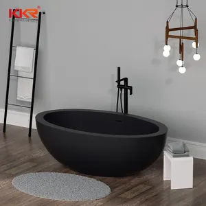 Bathtub Bath Bathtub Europe Popular Black Matte Stone Solid Surface Bath Tubs High Quality Freestanding Bathtub