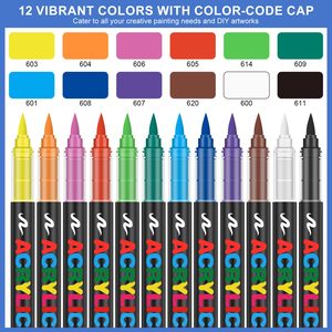Stylos à peinture acrylique de couleur personnalisée avec logo acceptable, pointe extra-fine multicolore, ensemble de marqueurs à peinture acrylique permanents - Product Image 3