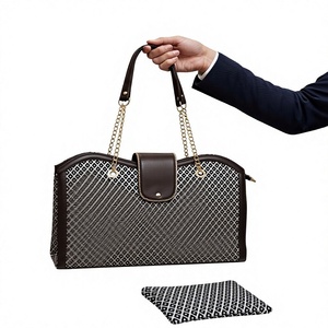Sac fourre-tout en toile tissée motif clé grecque vintage avec fermeture éclair, léger, grande capacité, sac à bandoulière pour femme, pochette pour voyage et usage quotidien - Product Image 1