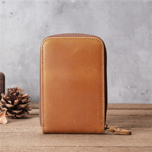 1121 cuero genuino hombres Retro <span class=keywords><strong>corto</strong></span> acordeón tarjetero Licencia de Conducir monedero primera capa de cuero de vaca comercio exterior - Product Image 3