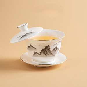 XUANHUI Coffret cadeau personnalisé, ensemble de tasses à café et à thé en céramique en porcelaine plaquée or turque, 6 soucoupes, passe au micro-ondes et au lave-vaisselle, pour les entreprises - Product Image 5
