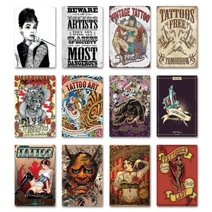 Affiche métallique tatouage, plaque rétro en étain, décoration vintage pour bar, pub, club, salon de tatouage, ou man cave, vente en gros - Product Image 4