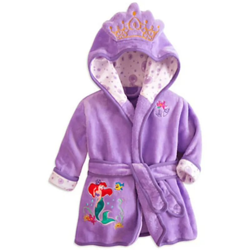 Kids Boy Girl Monogram Robe 2021 Bathrobe Cartoon Mouse Mermaid Tiger Soft Flannel Hooded Robes Pajamas Baby Warm Clothes