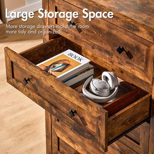 Trang trại bằng gỗ cao 5 ngăn kéo tủ quần áo, tủ gỗ ngăn kéo cho phòng ngủ, tủ lưu trữ, đồ nội thất hành lang với không gian lưu trữ - Product Image 5
