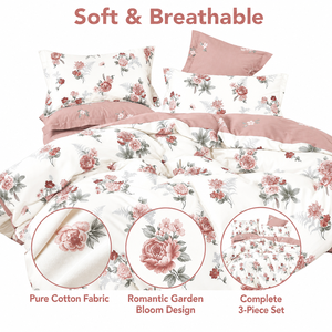 Parure de lit romantique motif rose en coton, 3 pièces, livraison directe UE, stock Pologne - Product Image 3