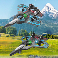 Avion de Chasse RC en Mousse EPP à Quatre Axes avec Lumière, Jouet Volant Télécommandé, Drone Planeur Hélicoptère de Voltige