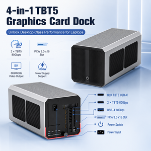 Station d'accueil pour carte graphique Thunderbolt 5, boîtier GPU externe 120 Gbps avec fente PCIe 3.0 X16, double ports TBT5 pour jeux/postes de travail - Product Image 4