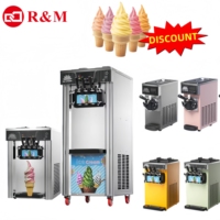 Machine à glace molle commerciale professionnelle pour 1 ou 3 saveurs, crème glacée, sorbet, glace artisanale