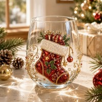 Tasse à café en verre borosilicate résistant à la chaleur avec logo personnalisé, design de Noël 3D, 400 ml